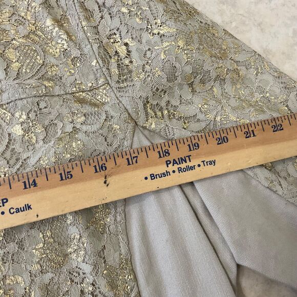 Chico's Platinum Jacket Taupe Gold Lace Overlay Open Front Size 3 ( X- Large ) - Picture 8 of 11